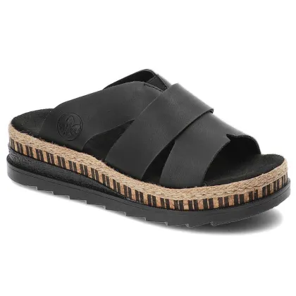 Zdjęcie Czarne Klapki Rieker Wygodne Buty Na Platformie