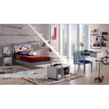 Zdjęcie Włoskie, młodzieżowe biurko z asymetrycznymi wyprofilowanymi bokami - Ferretti e Ferretti