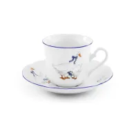 Zdjęcie Luksusowa porcelanowa filiżanka do herbaty ze spodkiem zdobiona motywem gęsi – Leander