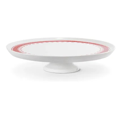 Zdjęcie Piękna patera na ciasto z porcelany zdobiona czerwonym motywem - Leander