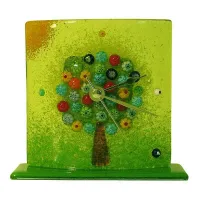 Picture Tree of life table clock in green