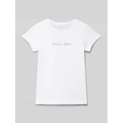 Zdjęcie Calvin Klein Jeans T-Shirt Script Logo IG0IG02857 Biały Slim Fit