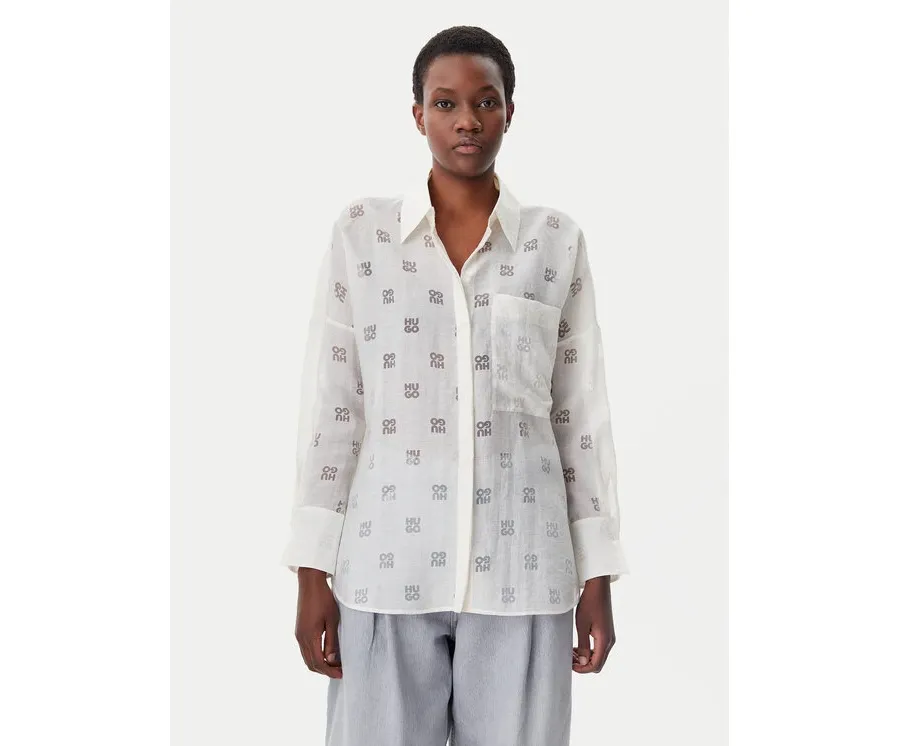 obrazek 1 HUGO Koszula Essence 50531562 Biały Oversize