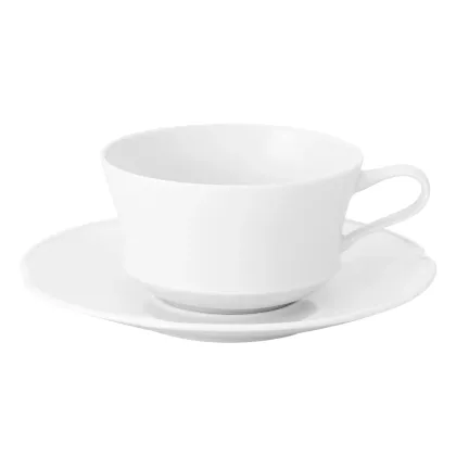 Zdjęcie Klasyczna porcelanowa filiżanka do herbaty ze spodkiem z nowoczesnej kolekcji Crown White - Vista Alegre