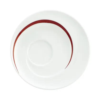 Zdjęcie Okrągły duży spodek z porcelany 17 cm z czerwonym wzorem - Seltmann Weiden