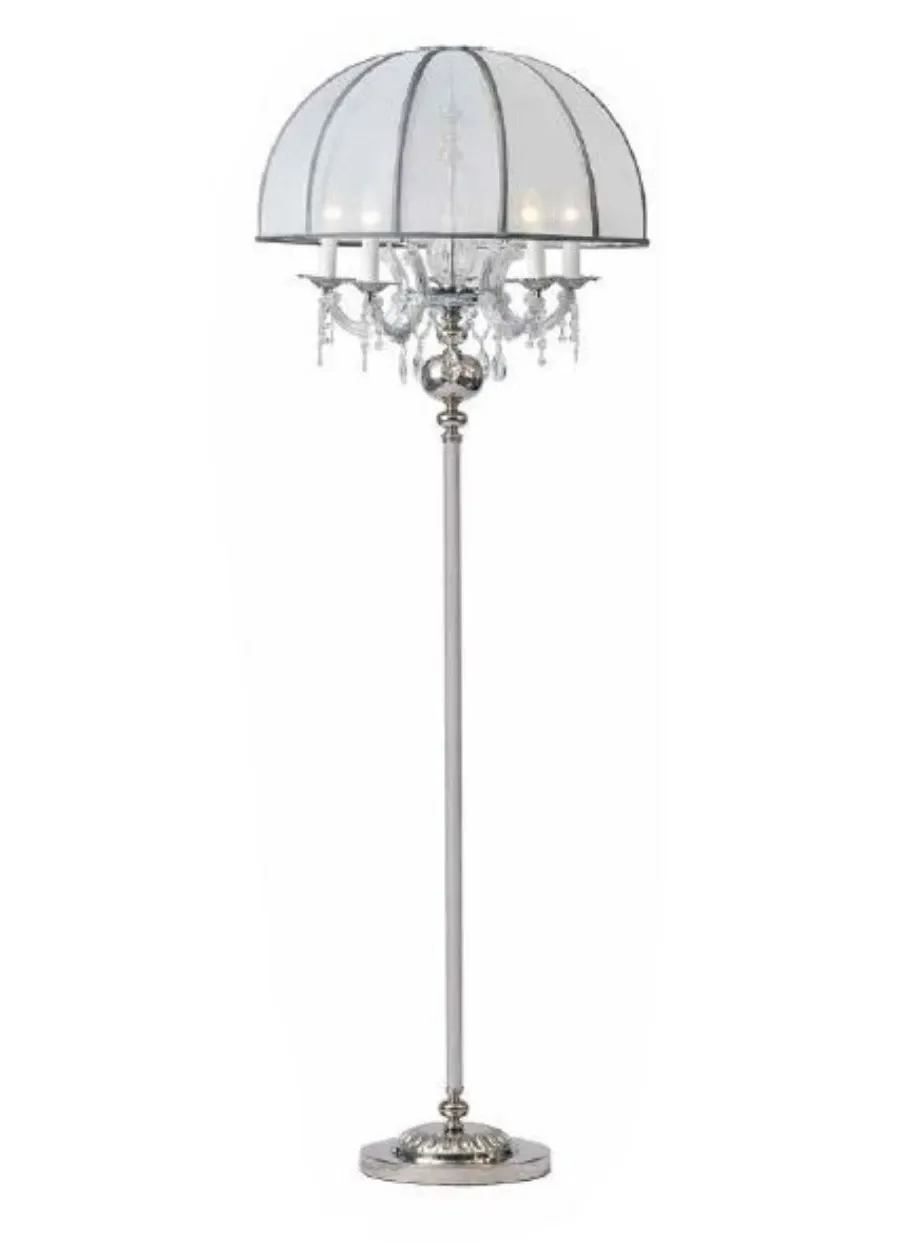 obrazek 1 Lampa podłogowa z przezroczystego szkła z kolorowymi kryształowymi zawieszkami i kloszem z organzy – Il Paralume Marina