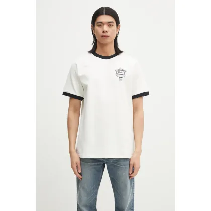 Zdjęcie Drôle de Monsieur t-shirt bawełniany Le T-Shirt Pique Drule Cup męski kolor biały z aplikacją G-TS251-CO162-OW