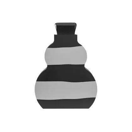 Zdjęcie Designerski skórzany wazon Otto 9x33xH45 cm w czarno-szare poziome pasy