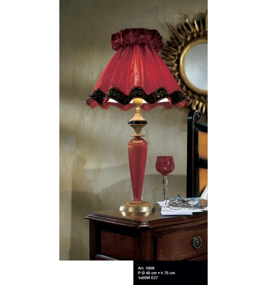 obrazek 1 Luksusowa czerwona lampa kryształowa z kloszem Paris – Il Paralume Marina