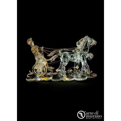 Zdjęcie Oryginalny rzymski rydwan ze szkła kryształowego i 24-karatowego złota Murano