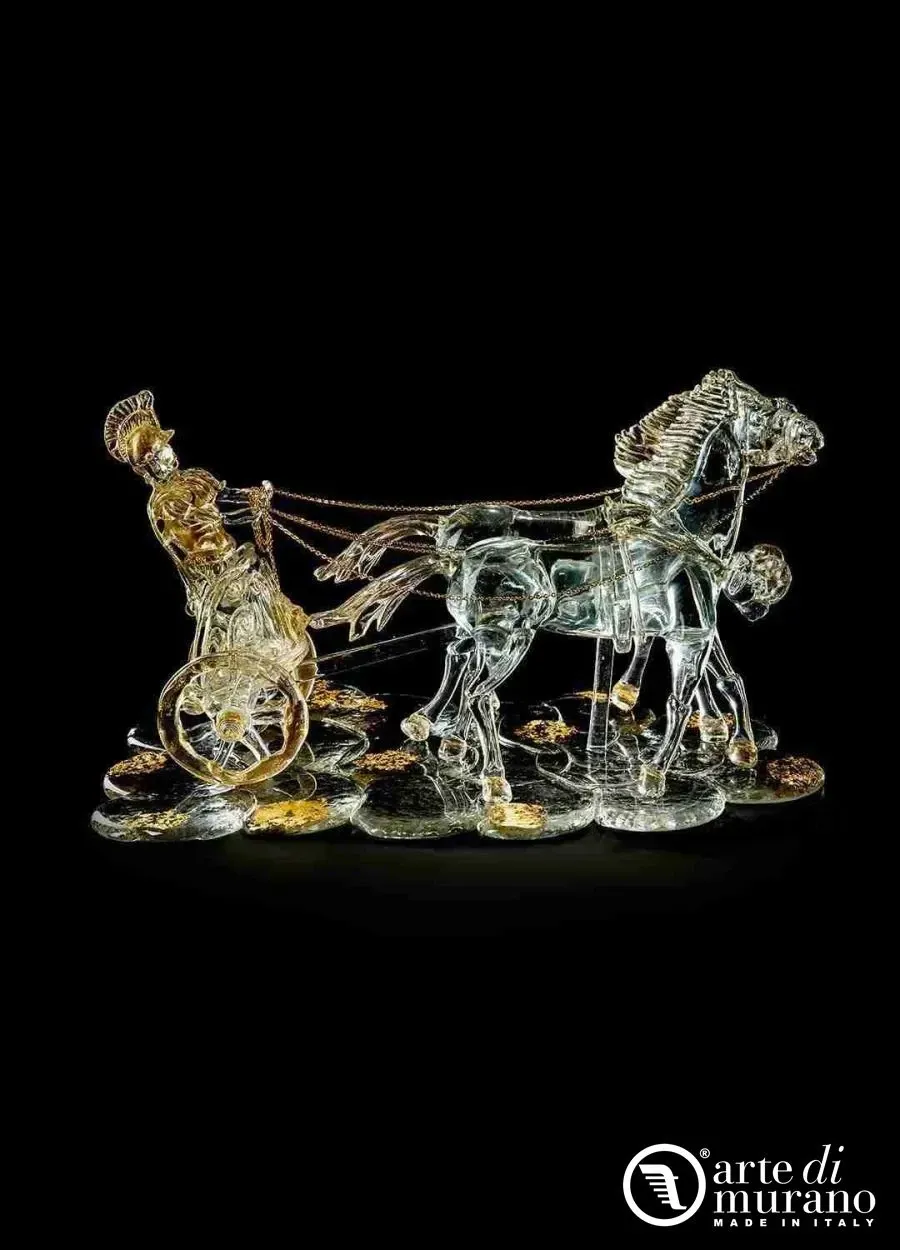 obrazek 1 Oryginalny rzymski rydwan ze szkła kryształowego i 24-karatowego złota Murano