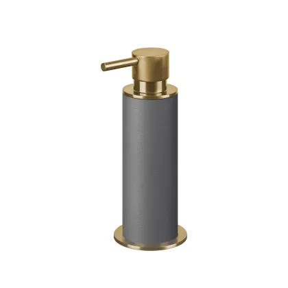 Picture Gold-plated gray bathroom dispenser Ø7xH19 cm