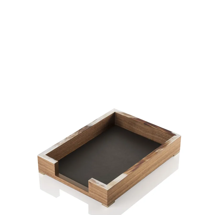 picture 1 Luxurious A4 document tray in matt corner and Arcahorn walnut veneer