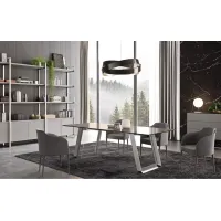 Picture Elite dining table with stainless steel legs and marble top