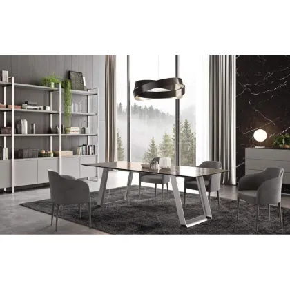 Zdjęcie Elitarny stół jadalniany z nóżkami ze stali nierdzewnej i marmurowym blatem