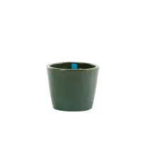Picture A small flower pot made of glazed stoneware in olive green