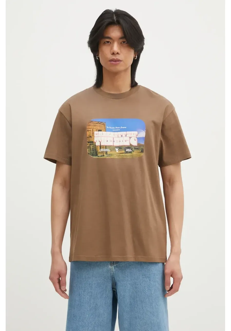 obrazek 1 Carhartt WIP t-shirt bawełniany Greatest Flicks męski kolor brązowy z nadrukiem I034393.2LTXX