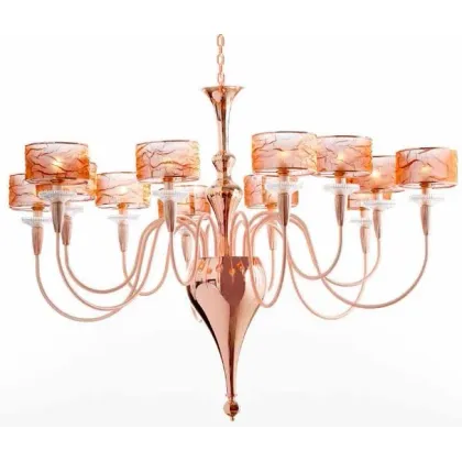 Zdjęcie Żyrandol z 12 światłami z kloszami z miedzianego metalowego włókna - Il Paralume Marina