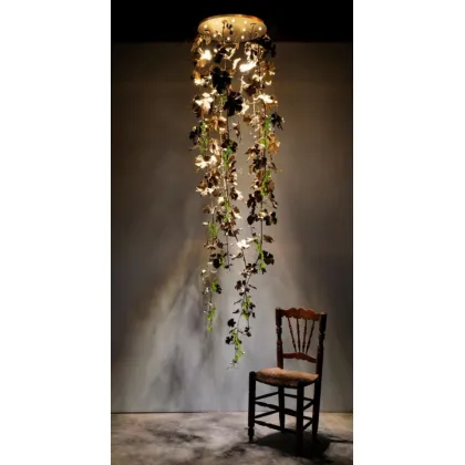Picture A hanging lamp depicting branches with leaves and grapes