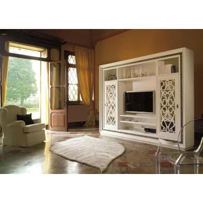 Zdjęcie Regał z rzeźbionymi drzwiami przesuwnymi w stylu klasycznym do salonu - Morello Gianpaolo