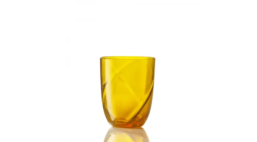 obrazek 1 Genialne włoskie szkło Murano - elegancka żółta szklanka do wody