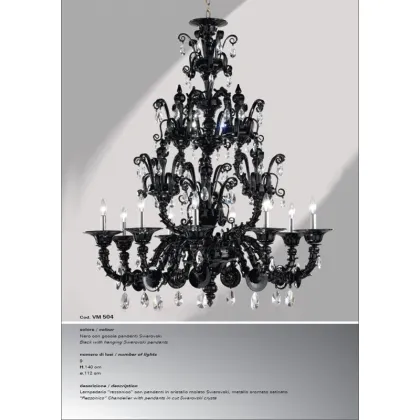 Zdjęcie Żyrandol „Rezzonico” z dziewięcioma światłami z zawieszkami ze szlifowanego kryształu Swarovskiego - Il Paralume Marina