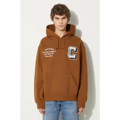 Zdjęcie Carhartt WIP bluza Hooded Brown Ducks Sweat męska kolor brązowy z kapturem z aplikacją I033930.HZXX