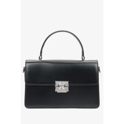 Zdjęcie Estro: Czarna torebka damska typu kuferek ze srebrnymi okuciami