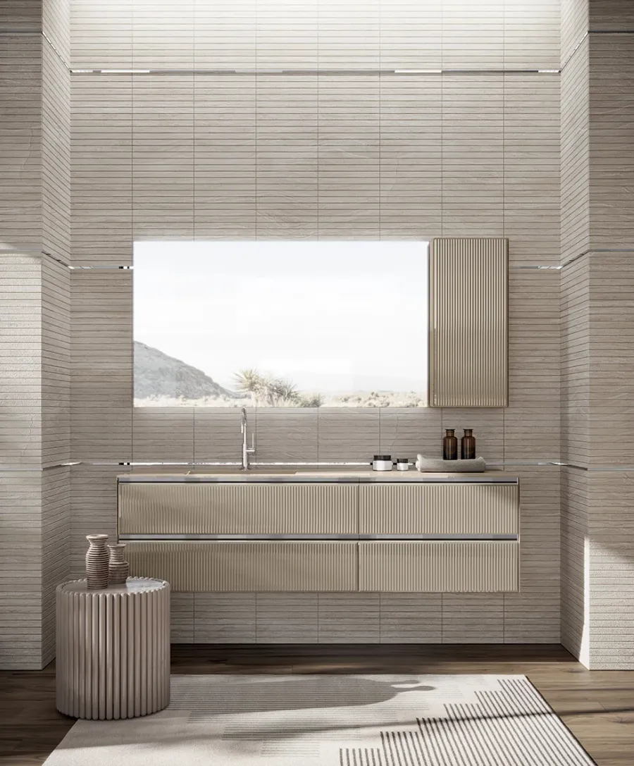 obrazek 1 Piękny zestaw mebli Eden Ribbed Glass do łazienki