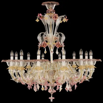 Zdjęcie Wspaniały włoski szklany żyrandol - szkło murano