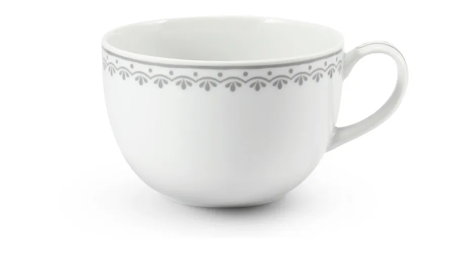 obrazek 1 Piękny kubek z porcelany Jumbo zdobiony delikatnym szarym motywem – Leander