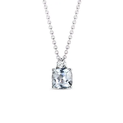 Zdjęcie Naszyjnik z białego złota z akwamarynem i diamentem KLENOTA
