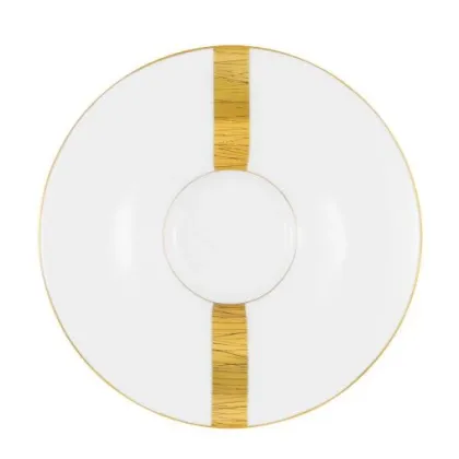 Zdjęcie Stylowy nowoczesny biały spodek z porcelany ze złotym zdobieniem - Tettau