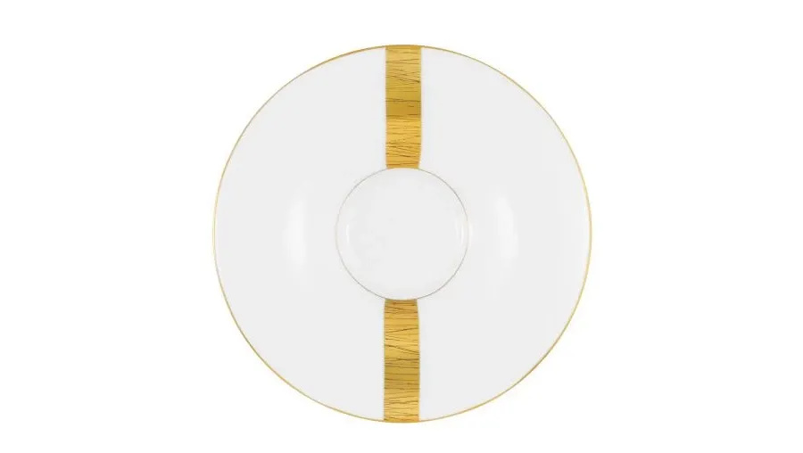 obrazek 1 Stylowy nowoczesny biały spodek z porcelany ze złotym zdobieniem - Tettau