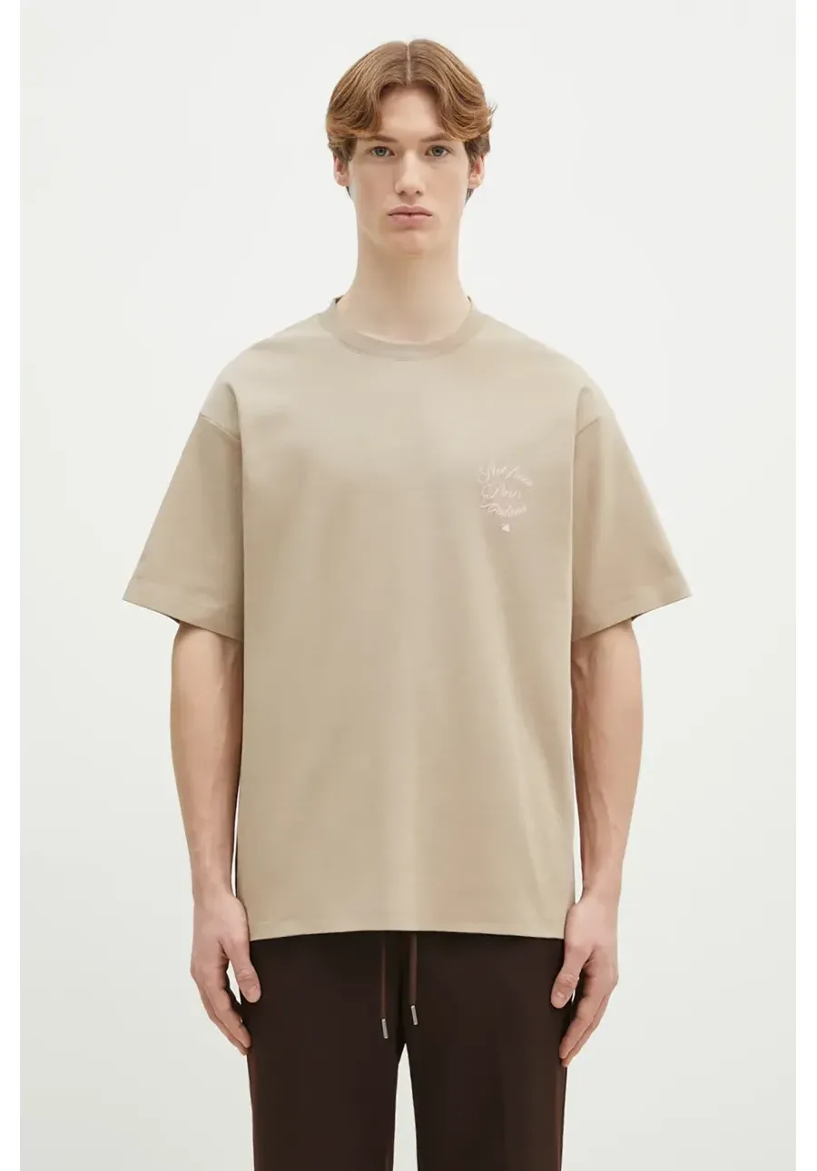 obrazek 1 Drôle de Monsieur t-shirt bawełniany Le T-Shirt Slogan Vignes męski kolor beżowy z nadrukiem F-TS226-CO002-BG
