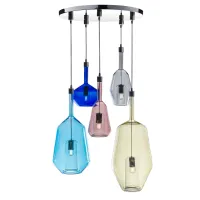 Zdjęcie Dekoracyjne oświetlenie ze szkła Murano do salonu pięć świateł mieszanych