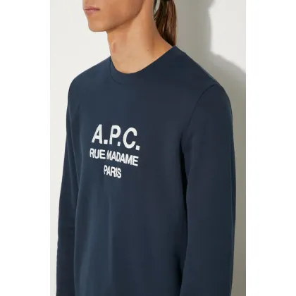 Zdjęcie A.P.C. bluza bawełniana Rufus męska kolor granatowy z nadrukiem COEZD.H27500-MARINE