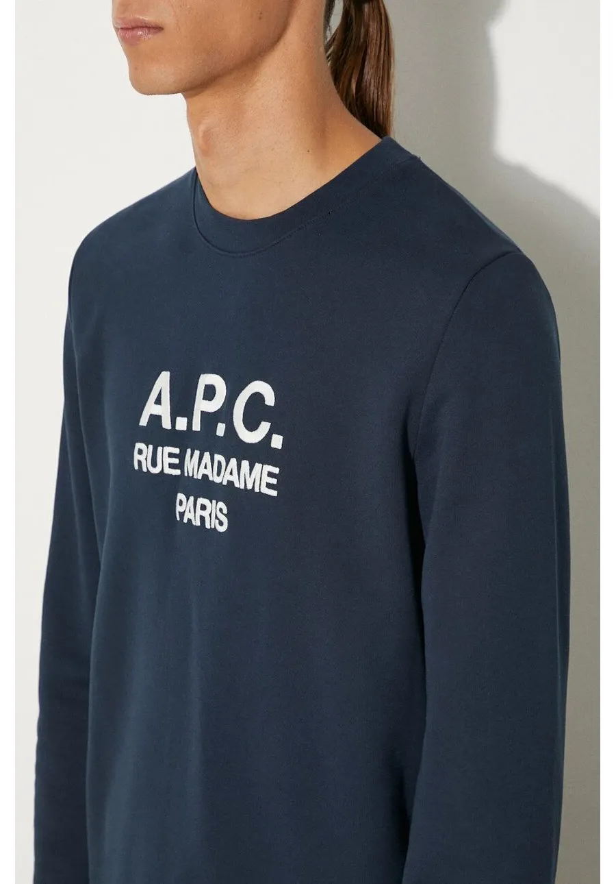 obrazek 1 A.P.C. bluza bawełniana Rufus męska kolor granatowy z nadrukiem COEZD.H27500-MARINE