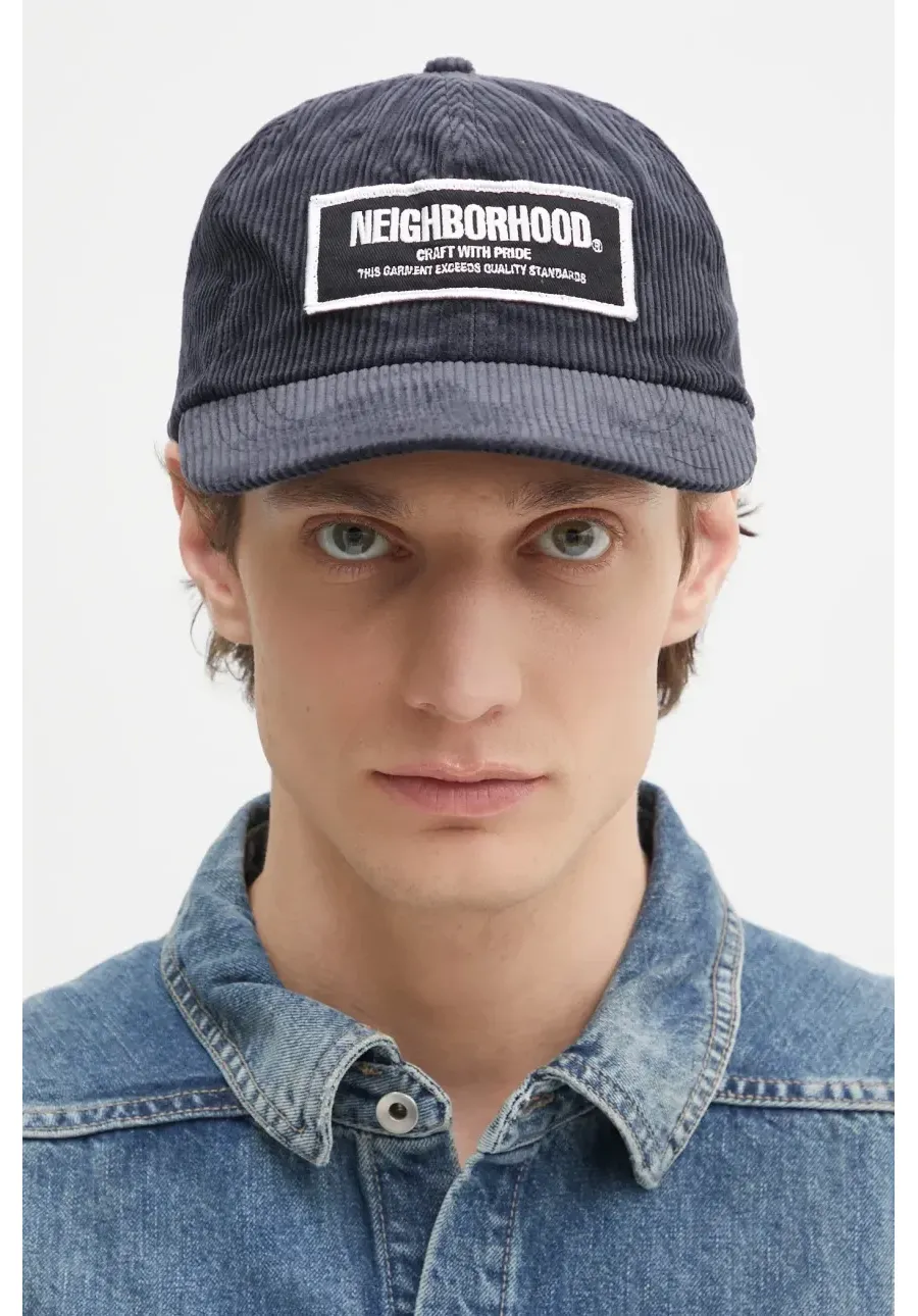 obrazek 1 NEIGHBORHOOD czapka z daszkiem bawełniana Corduroy Dad Cap kolor granatowy z aplikacją 242YGNH.HT04