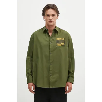 Zdjęcie Undercover koszula bawełniana Shirt męska kolor zielony relaxed z kołnierzykiem klasycznym UC2D4401.3