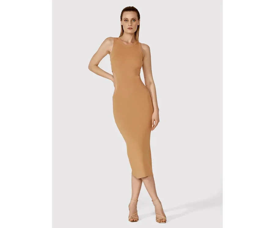 obrazek 1 Simple Sukienka letnia SUD015 Brązowy Slim Fit