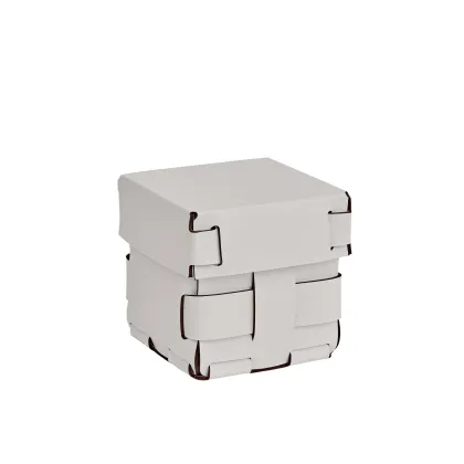 Zdjęcie Mały beżowo-szary sześcienny koszyk Bottega 12x12xH13 cm