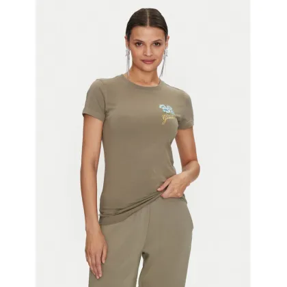 Zdjęcie Guess T-Shirt Flowers W4YI30 J1314 Zielony Slim Fit