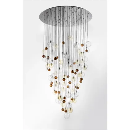 Zdjęcie Nowoczesny żyrandol kaskadowy z wielobarwnymi kulami z dmuchanego szkła – Il Paralume Marina