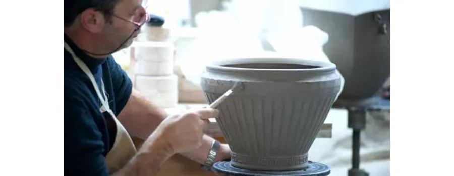 obrazek 3 Nietypowa włoska lampa, wazon, donica, kolumna w prążki Ceramiche Stella