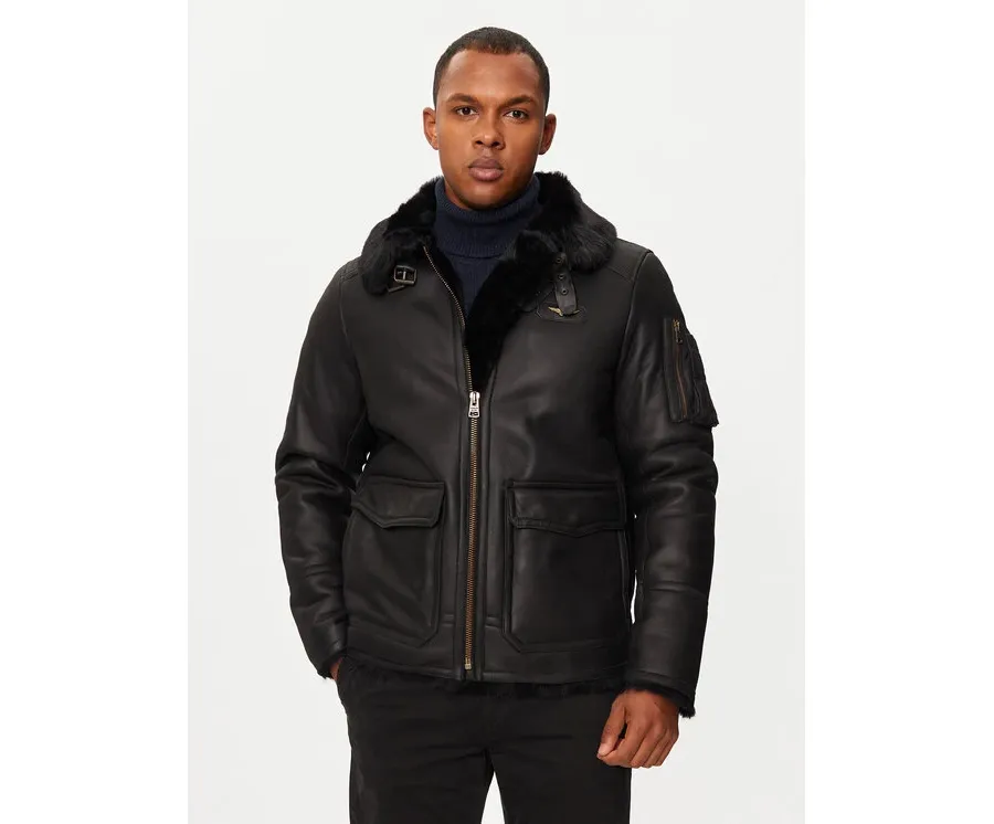 obrazek 1 Aeronautica Militare Kożuch 242PN1621763 Czarny Regular Fit