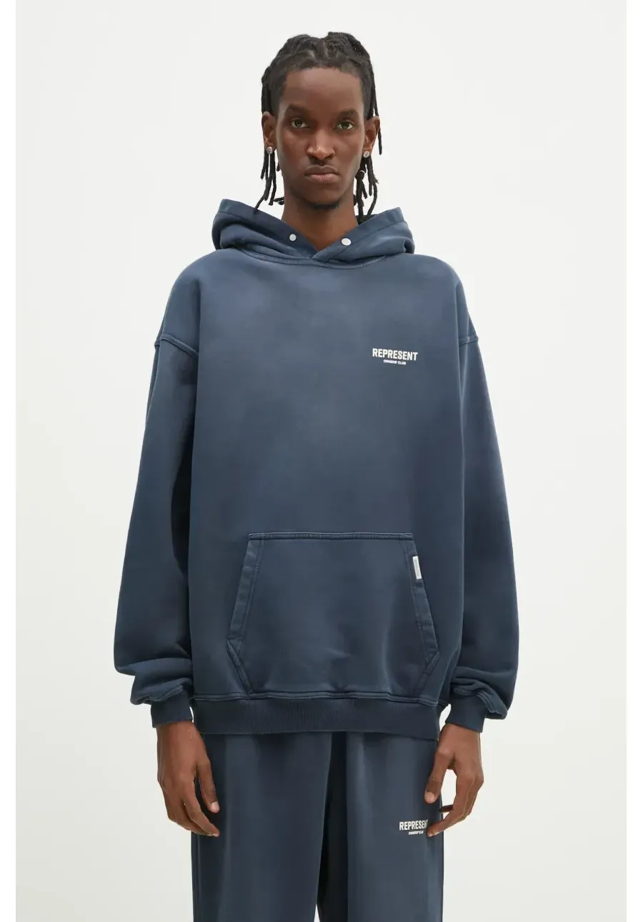 obrazek 1 Represent bluza bawełniana Owners Club Hoodie męska kolor niebieski z kapturem z nadrukiem OCM41113.224