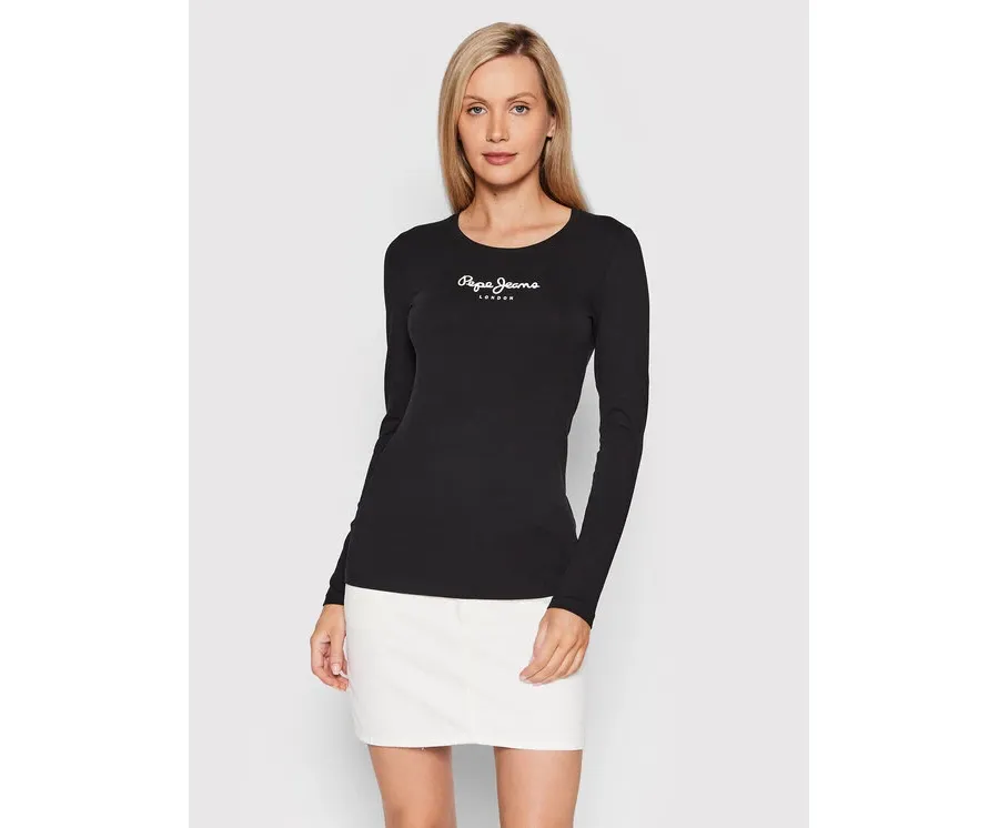 obrazek 1 Pepe Jeans Bluzka New Virginia PL505203 Czarny Slim Fit