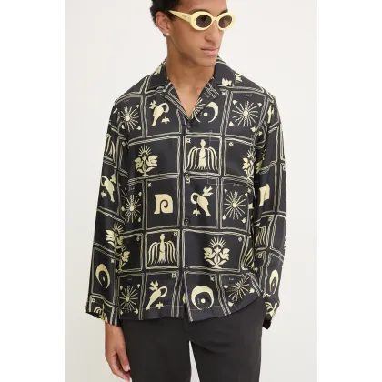 Zdjęcie Nanushka koszula jedwabna JELMER kolor czarny relaxed NM24PFSH01499