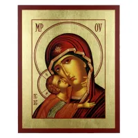 Picture Beautiful Gilded Icon of Our Lady of Vladimir 15x19 cm